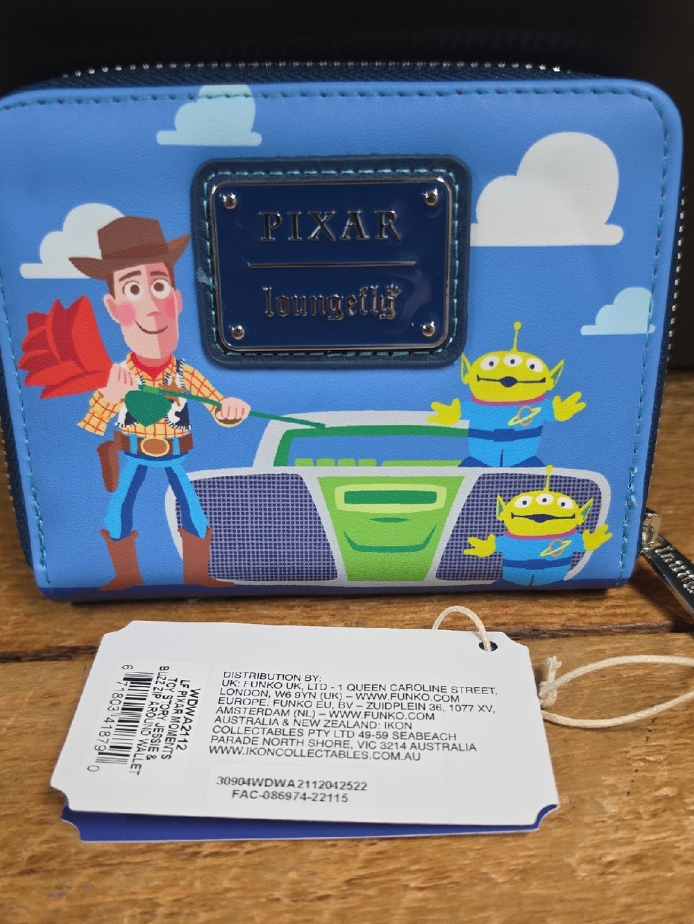 Loungefly Blue Toy Story Kids Zip Wallet with Woody & Aliens